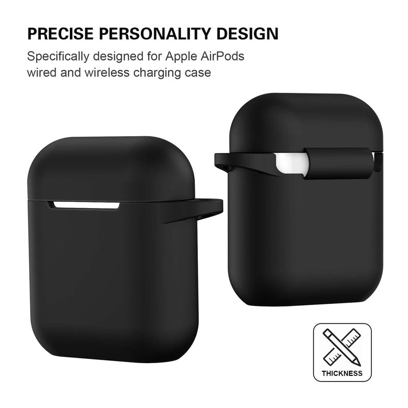 ATUAT Compatible with AirPods Case Cover, Full Protective Silicone Skin Dust-Proof Designed for Apple AirPods 1st 2nd Generation with Keychain, Front LED Visible, Black - Image 5
